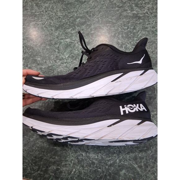 Hoka One Clifton 8 Black White Running Jogging Shoes Mens Size 13 D Sneakers EUC main image 11